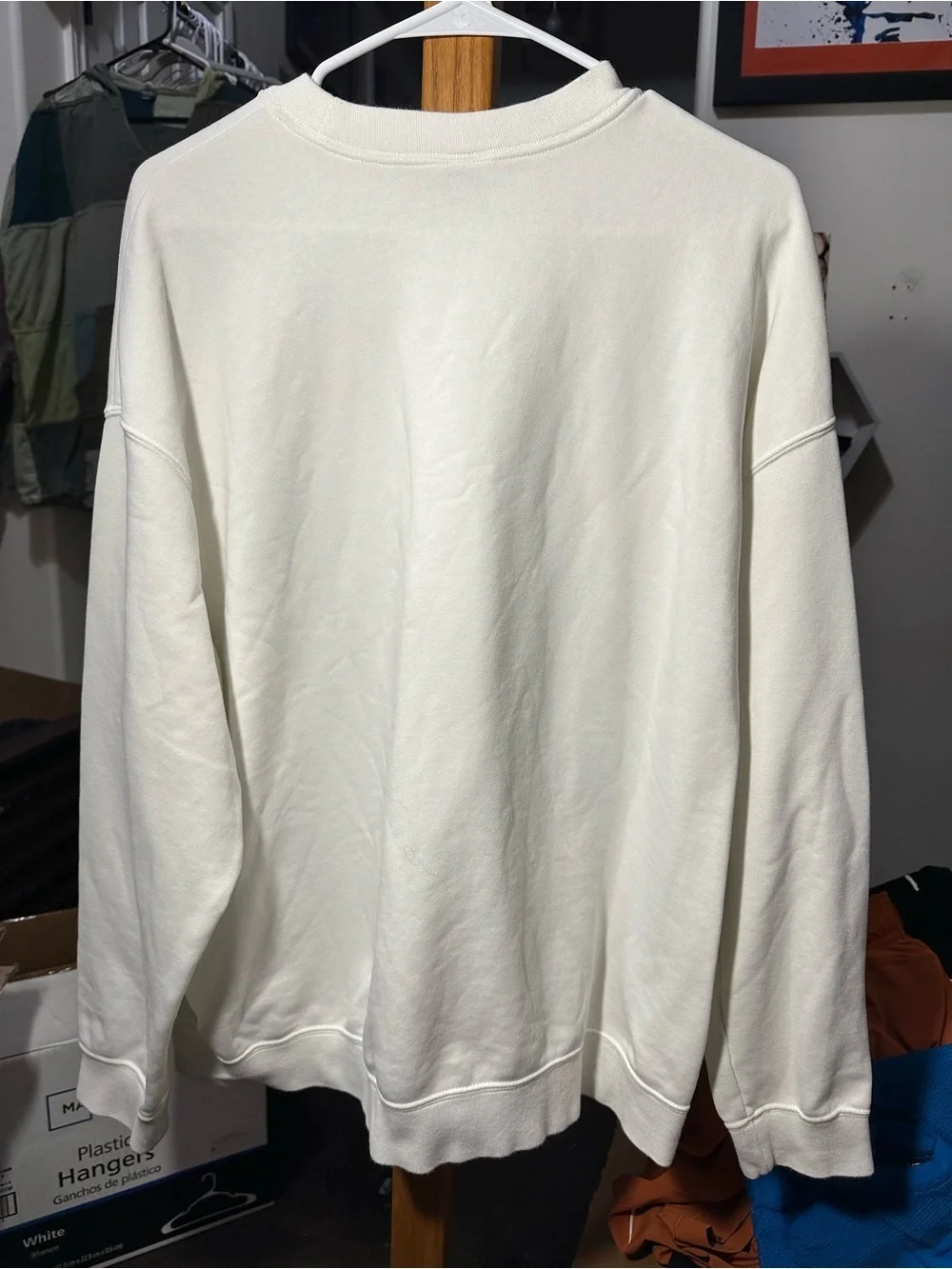Nike Cream Pullover Sweatshirt with Pink Swoosh
